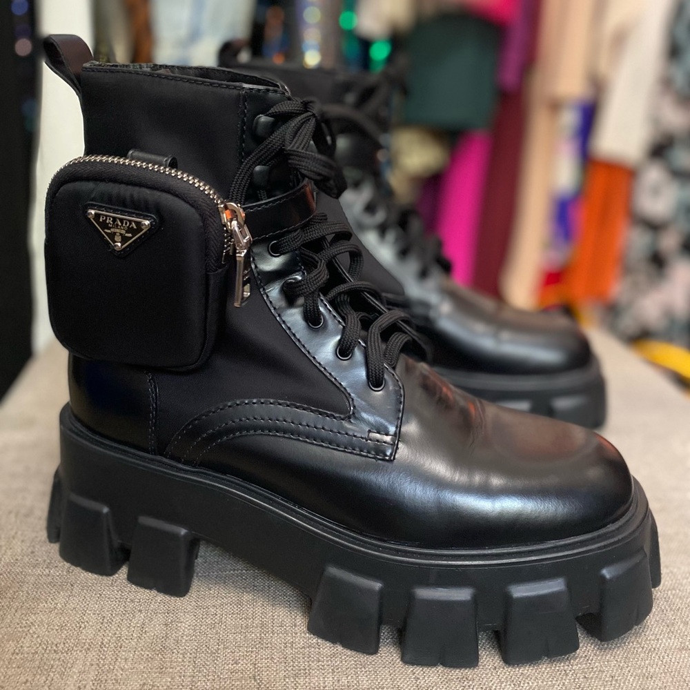 Prada Monolith Minibag Combat Boots